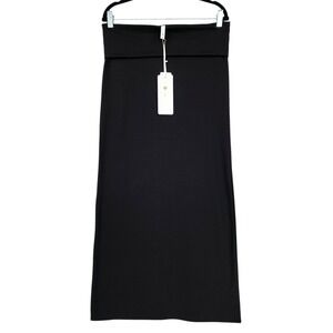 Love Tree Maxi Skirt M Women Black Stretch Foldover Waist Yoga Athleisure NEW